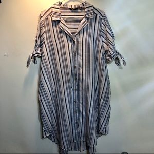 Mlle Gabrielle Striped Button Front Shirt Dress
